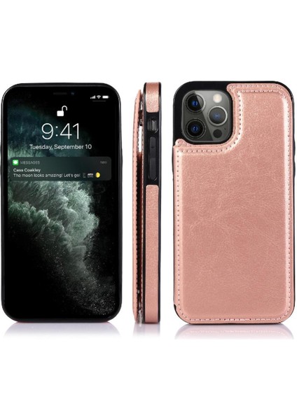 Kart Sahibi ile IPhone 13 Pro Max Pu Deri Kart Yuvaları Için Cüzdan Kılıf (Yurt Dışından)