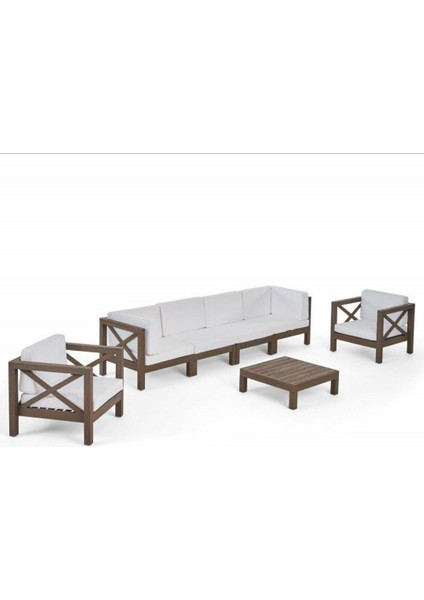 Lamia 4+1+1 Bahçe Balkon Teras Ahşap Oturma Grubu