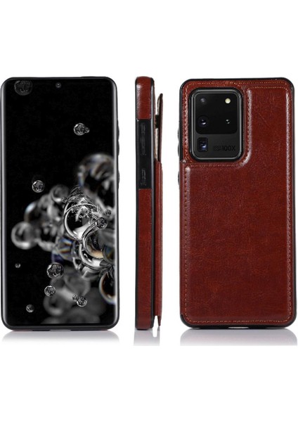 Kart Pu ile Samsung Galaxy S20 Ultra Kickstand Kart Yuvaları Için Cüzdan Kılıf (Yurt Dışından) fiyatları