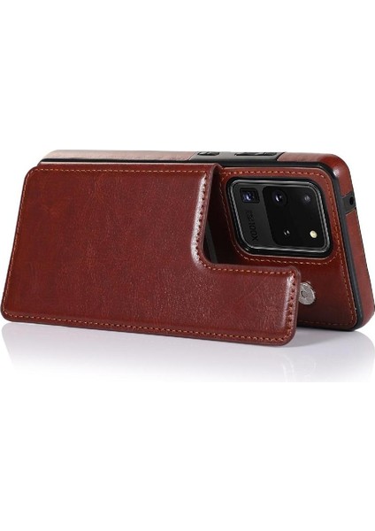 Kart Pu ile Samsung Galaxy S20 Ultra Kickstand Kart Yuvaları Için Cüzdan Kılıf (Yurt Dışından) fırsatları