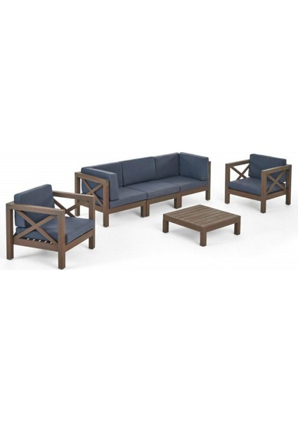 Herakles 3+1+1 Bahçe Balkon Teras Ahşap Oturma Grubu (çapraz)
