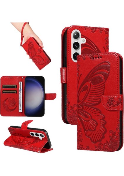 Samsung Galaxy S24 Artı Yüksek Kaliteli Deri ile Kabartmalı Flip Case (Yurt Dışından)
