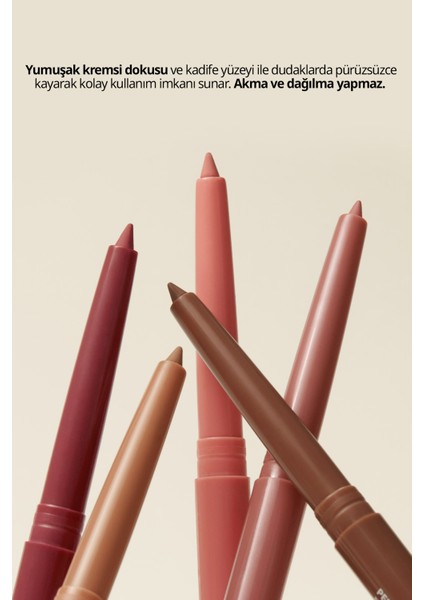 PERIPERA Kadife Bitiş Sunan, Yoğun Pigmentli Dudak Kalemi  Ink Velvet Lip Liner (05 Chocolate Brown)