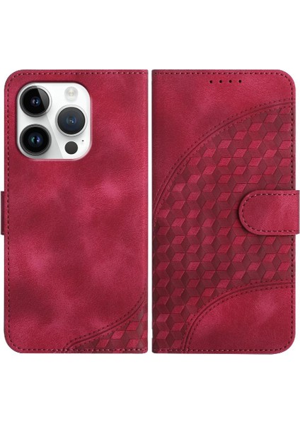 IPhone 16 Için Flip Case Pro Pu Deri Kapak Çevirin Geometrik Desen Kılıf (Yurt Dışından)