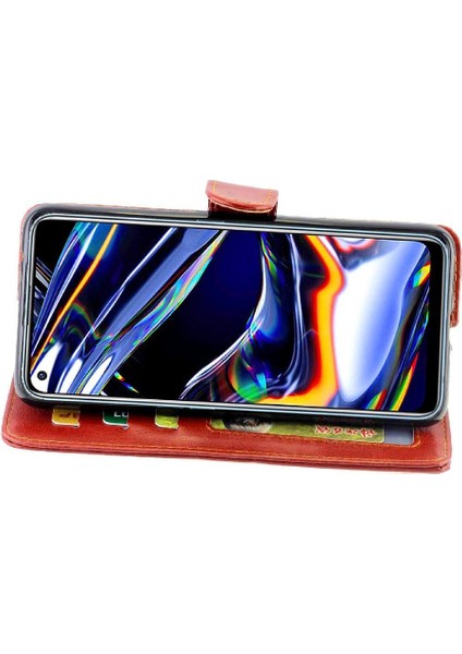 Realme 7 Pro Manyetik Kapatma Pu Deri Kickstand Kart Için Flip Case (Yurt Dışından)