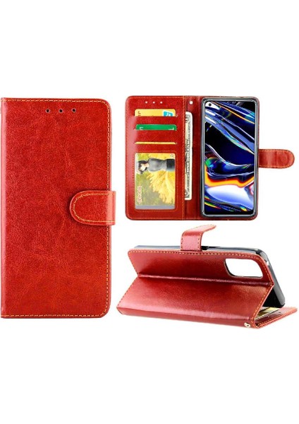 Realme 7 Pro Manyetik Kapatma Pu Deri Kickstand Kart Için Flip Case (Yurt Dışından)