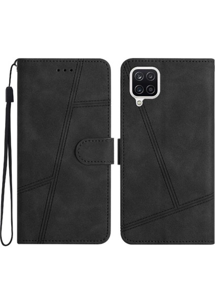Samsung Galaxy A12 Flip Folio Kart Yuvaları Için Flip Case Tutucu Manyetik Pu (Yurt Dışından)