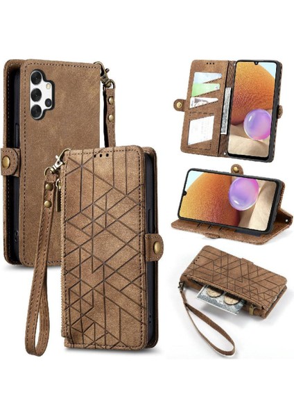 Samsung Galaxy A32 4g Için Flip Case Cüzdan Darbeye Kapak Kapak Deri (Yurt Dışından)