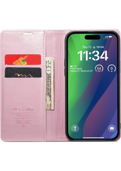 Iphone 15 Için Flip Case Manyetik Cüzdan Çılgın At Pu Deri Kart (Yurt Dışından)