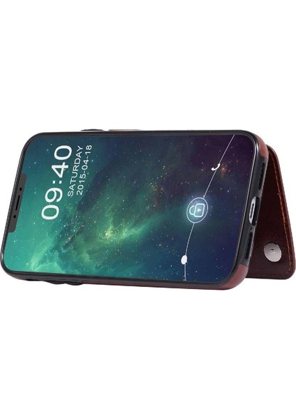 Kart Tutucu Çift ile IPhone 11 Pu Deri Kickstand Için Cüzdan Kılıf (Yurt Dışından)