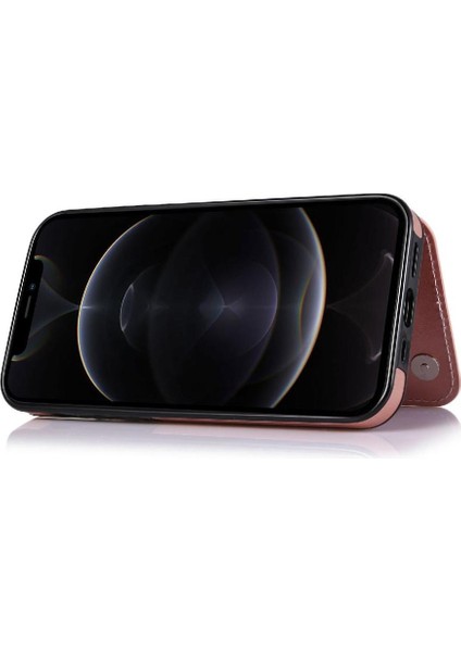 IPhone 12 Için Cüzdan Durumda Pro Max Çift Manyetik Toka Kart Yuvaları Pu (Yurt Dışından)