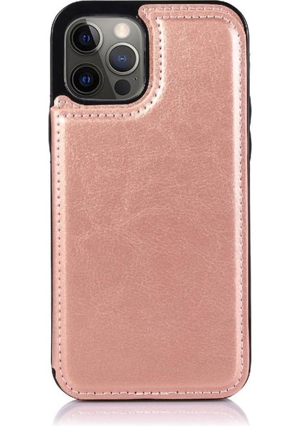 IPhone 12 Için Cüzdan Durumda Pro Max Çift Manyetik Toka Kart Yuvaları Pu (Yurt Dışından)