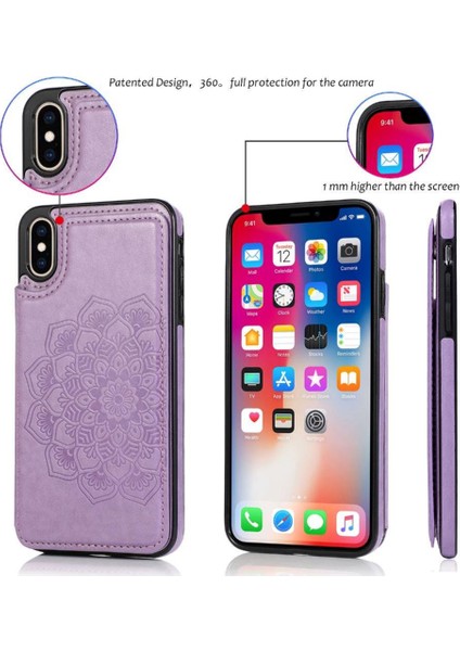 IPhone Xs Max Desen Çiçek Kabartmalı Pu Için Kart Tutucu Kılıf ile Cüzdan (Yurt Dışından) modelleri