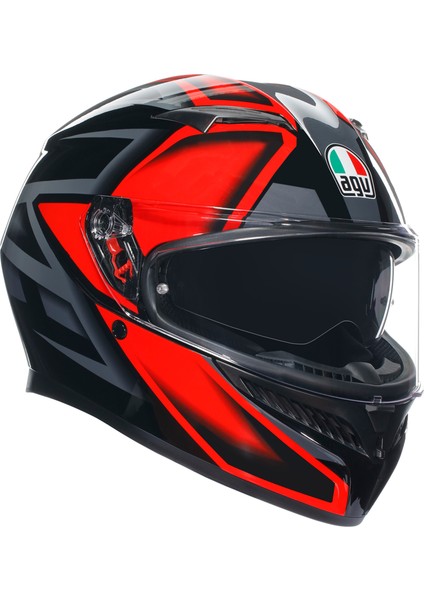 K3 Compound Black Red Kapalı Kask