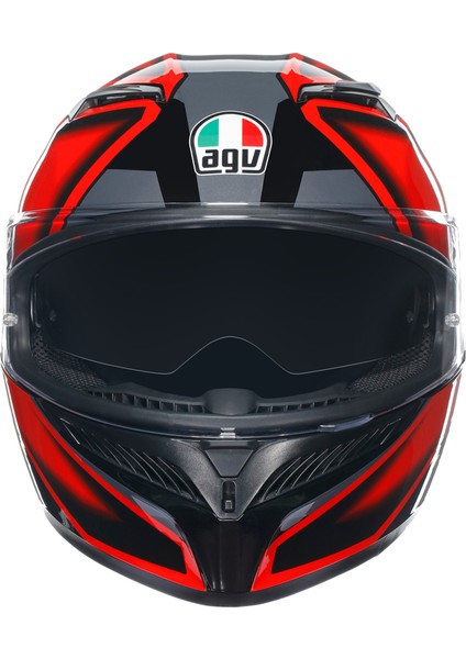 K3 Compound Black Red Kapalı Kask