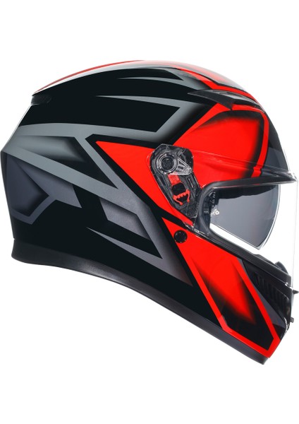 K3 Compound Black Red Kapalı Kask