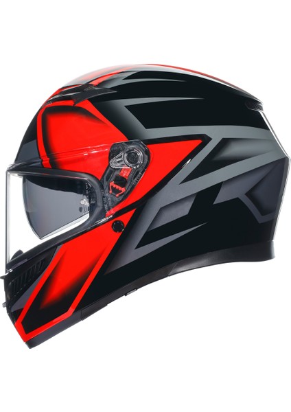 K3 Compound Black Red Kapalı Kask