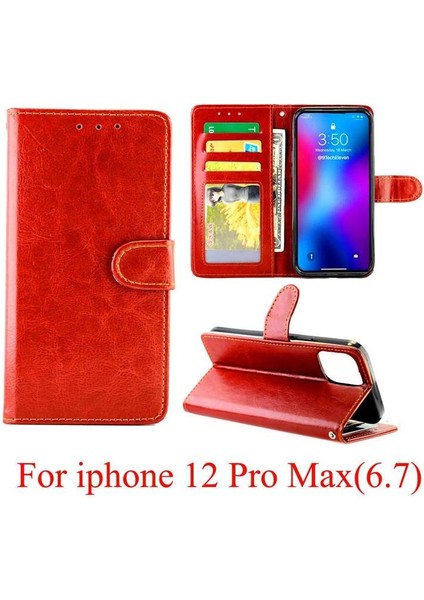 IPhone 12 Için Flip Case Pro Max Darbeye Pu Deri Manyetik Kapatma (Yurt Dışından)