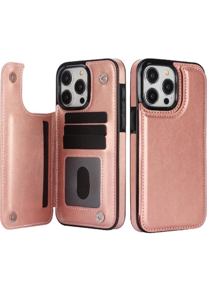 Kart Tutucu Kart Yuvaları Çift ile IPhone 15 Pro Kickstand Için Cüzdan Kılıf (Yurt Dışından)