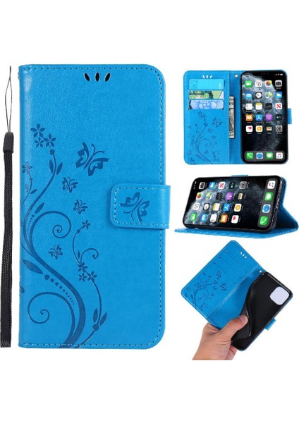 IPhone 11 Için Filp Durumda Pro Max Kart Tutucu Bilek Kayışı Kickstand Pu (Yurt Dışından)