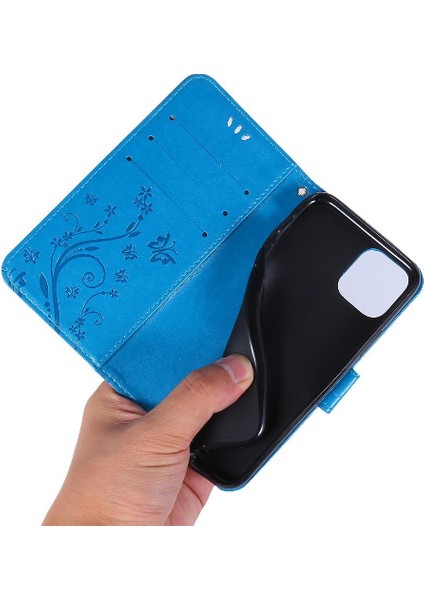 IPhone 11 Için Filp Durumda Pro Max Kart Tutucu Bilek Kayışı Kickstand Pu (Yurt Dışından)