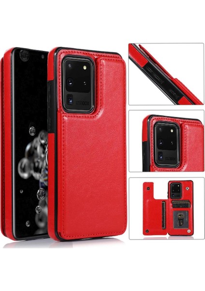 Kart Pu ile Samsung Galaxy S20 Ultra Kickstand Kart Yuvaları Için Cüzdan Kılıf (Yurt Dışından)