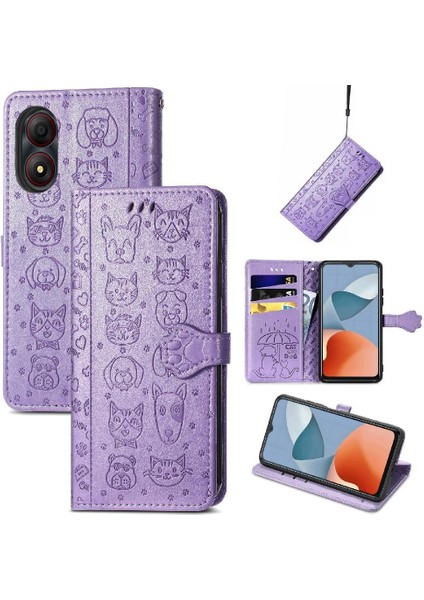 Zte A34 Karikatür Hayvanlar Için Flip Case Kısa Kayış Deri Kılıf Kapak Çevirin (Yurt Dışından) fırsatları