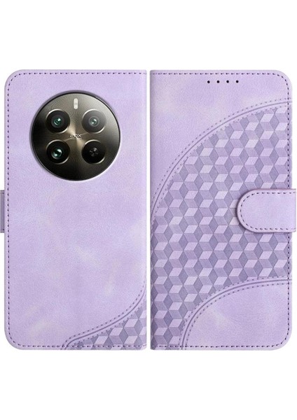 Realme 12 Artı Pu Deri Kapak Çevirin Manyetik Kart Tutucu (Yurt Dışından)