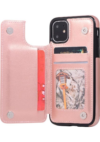 Kart Tutucu Çift ile IPhone 11 Pu Deri Kickstand Için Cüzdan Kılıf (Yurt Dışından) modelleri