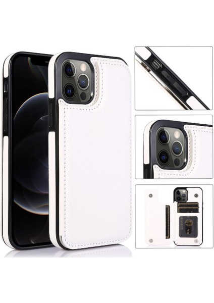 IPhone 12 Için Cüzdan Durumda Pro Max Çift Manyetik Toka Kart Yuvaları Pu (Yurt Dışından)