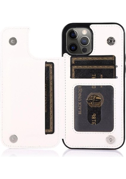 IPhone 12 Için Cüzdan Durumda Pro Max Çift Manyetik Toka Kart Yuvaları Pu (Yurt Dışından)