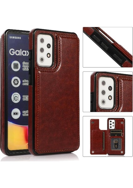 Kart Sahibinin Pu Deri Kart Yuvaları ile Samsung Galaxy A72 Için Cüzdan Kılıf (Yurt Dışından)