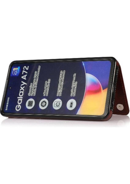 Kart Sahibinin Pu Deri Kart Yuvaları ile Samsung Galaxy A72 Için Cüzdan Kılıf (Yurt Dışından) modelleri
