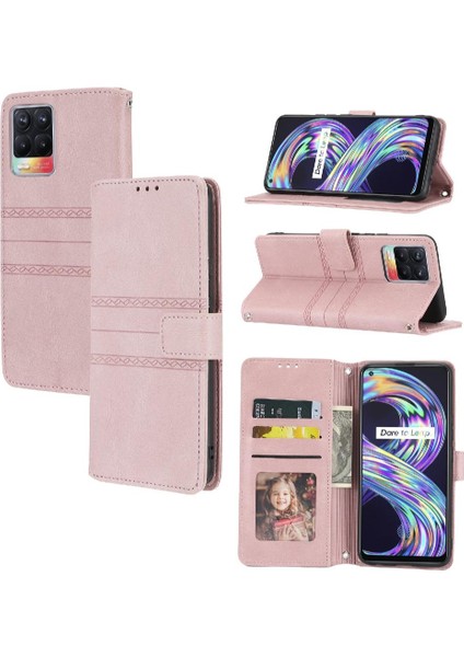 Realme 8 Pro Kickstand Manyetik Kapatma Darbeye Cüzdan Için Flip Case (Yurt Dışından)