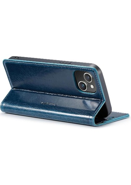 Iphone 15 Için Flip Case Manyetik Cüzdan Çılgın At Pu Deri Kart (Yurt Dışından)