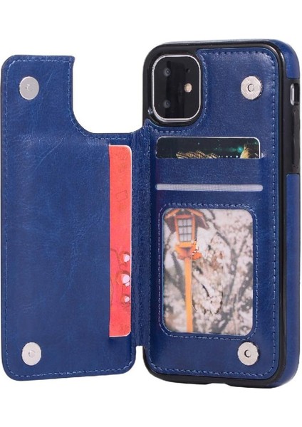 Kart Tutucu Çift ile IPhone 11 Pu Deri Kickstand Için Cüzdan Kılıf (Yurt Dışından) modelleri