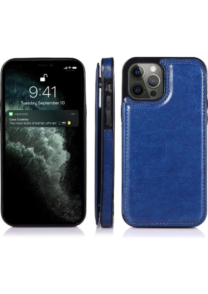 Kart Sahibi ile IPhone 13 Pro Max Pu Deri Kart Yuvaları Için Cüzdan Kılıf (Yurt Dışından)