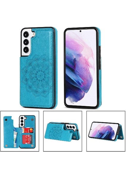 Samsung Galaxy S23 Çift Düğmeler Için Kart Tutucu Kılıf ile Cüzdan Pu Çevirin (Yurt Dışından)