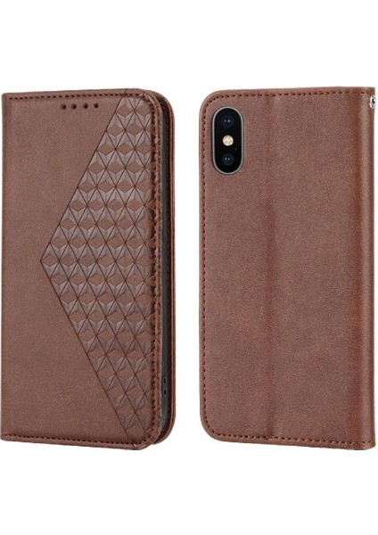 IPhone x Için Flip Case/xs Cüzdan Günlük Kullanım El Kayışı Eşkenar Dörtgen Şekli Standı (Yurt Dışından)