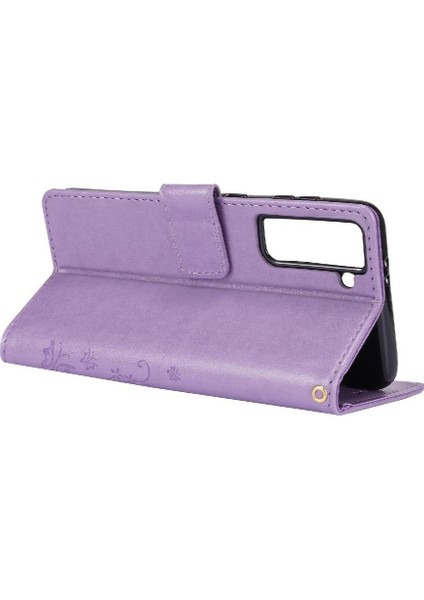 Samsung Galaxy S21 Için Kickstand Durumda Kart Tutucu Manyetik Kapatma Pu (Yurt Dışından) modelleri