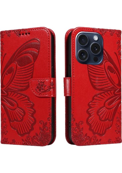 Kredi Kartı Yuvası ile IPhone 15 Pro Için Flip Case Ayrılabilir El Kayışı (Yurt Dışından)
