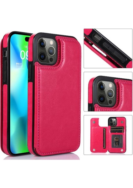 Kart Tutucu Toka ile IPhone 14 Pro Kart Yuvaları Pu Deri Için Cüzdan Kılıf (Yurt Dışından) modelleri