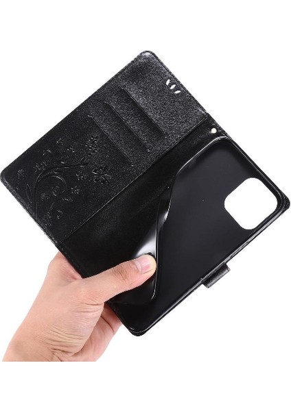 IPhone 14 Için Filp Durumda Pro Max Pu Deri Kart Tutucu Kickstand Bilek (Yurt Dışından)