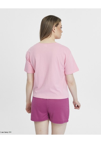 Penye Pamuklu Kısa Kollu Baskılı Kadın Şortlu Yazlık Pijama Takımı