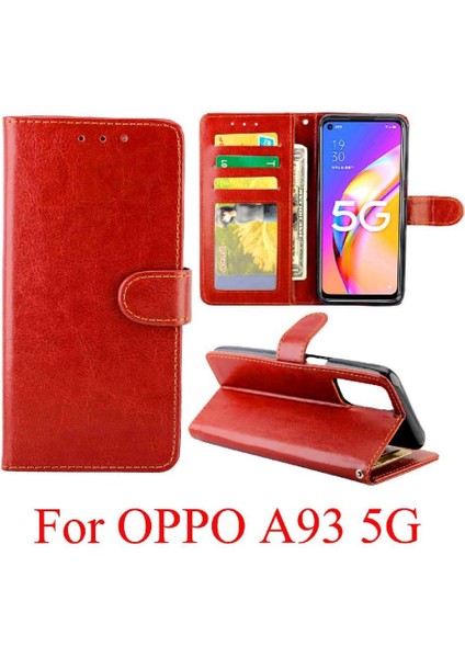 Bdt Shop Oppo A93 5g Kickstand Darbeye Dayanıklı Manyetik Kapatma Kartı Pu Için Flip Case (Yurt Dışından)