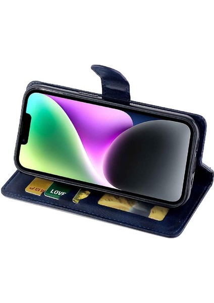 IPhone 14 Için Filp Durumda Pu Deri Manyetik Kapatma Kickstand Kart Tutucu (Yurt Dışından) fırsatları