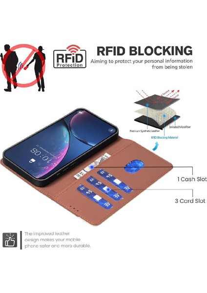 IPhone 12 Için Flip Case Pro Max Rfıd Engelleme Kart Yuvaları Tutucu Darbeye (Yurt Dışından)