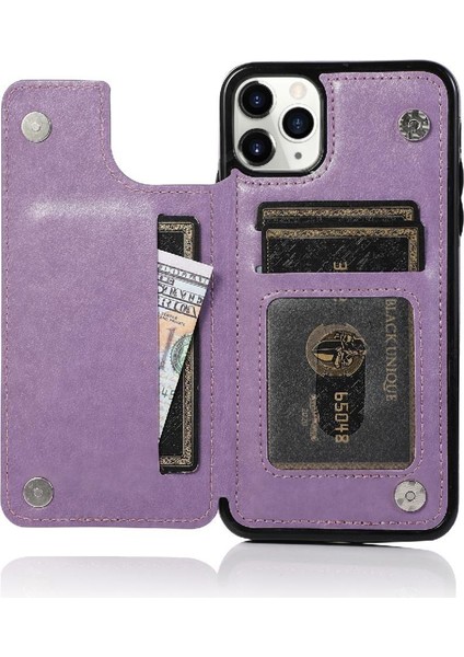 IPhone 11 Için Kart Tutucu Kılıf ile Cüzdan Pro Max Pu Deri Çevirme Desen (Yurt Dışından)