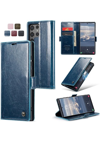 Samsung Galaxy S24 Için Flip Case Ultra Çılgın At Pu Deri Manyetik (Yurt Dışından)