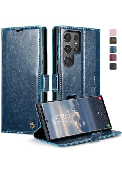 Samsung Galaxy S24 Için Flip Case Ultra Çılgın At Pu Deri Manyetik (Yurt Dışından)